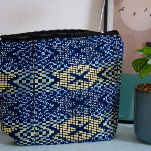 Trousse Entoilée "Ganvié" bleue