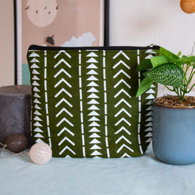 Trousse Entoilée "Ganvié" verte