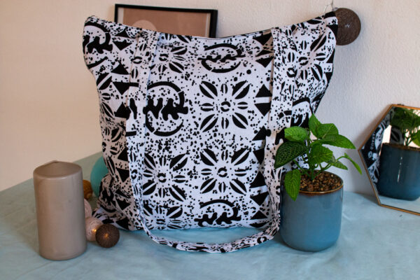 Tote bag blanc/noir