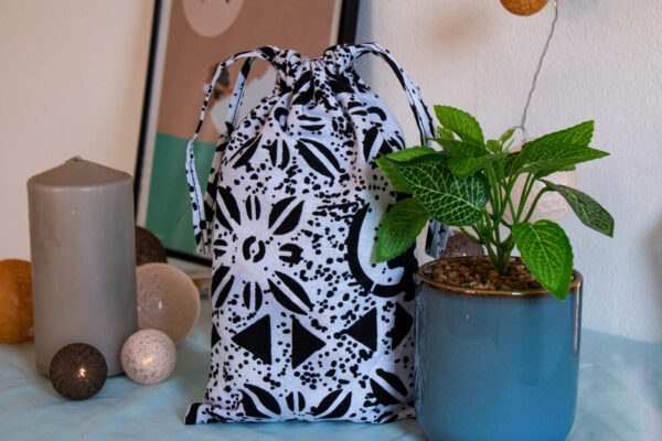 Sac à coulisses blanc/noir