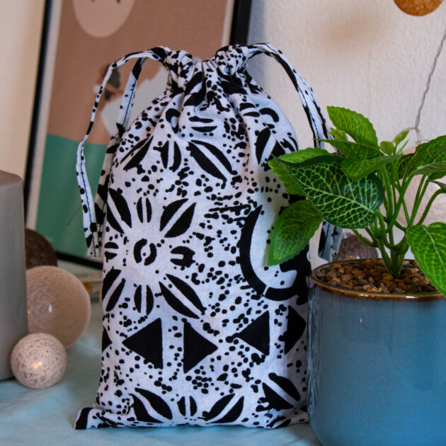 Sac à coulisses blanc/noir