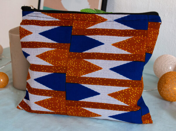 Trousse "Dassa" marron, blanc, bleu