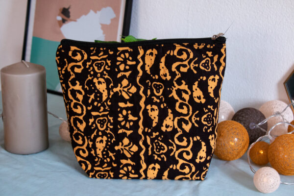 Trousse entoilée “Ganvié” Jaune et Noire